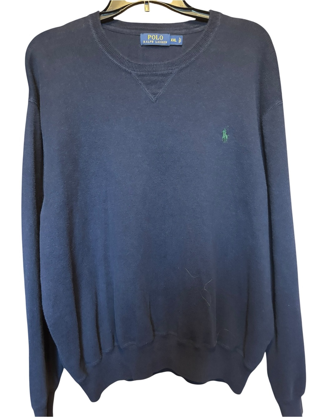 Polo Ralph Lauren Navy Blue Size XXL Men's 100% Cotton Sweater Fits XL